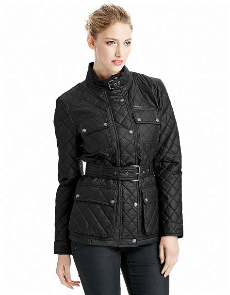 michael michael kors women's black quilted jacket|Michael Kors quilted barn jacket.